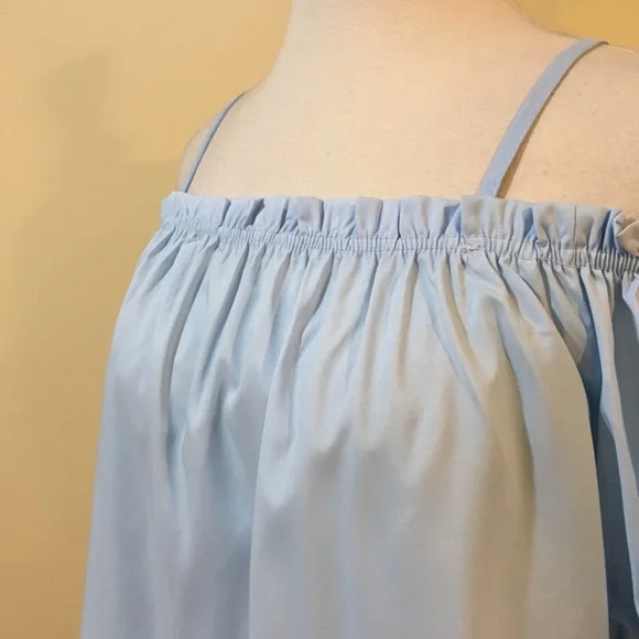 💥 CLEARANCE Ruffled Off Shoulder Cami Swing Blouse Baby Blue - Picture 5 of 6